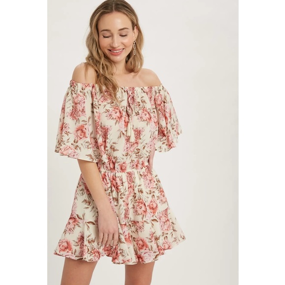 Floral Print Romper Floral Romper NWT Pink + White - Picture 1 of 5